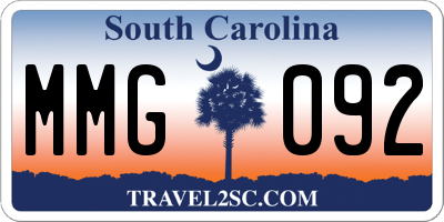SC license plate MMG092