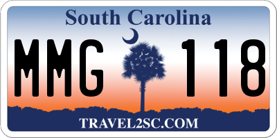 SC license plate MMG118
