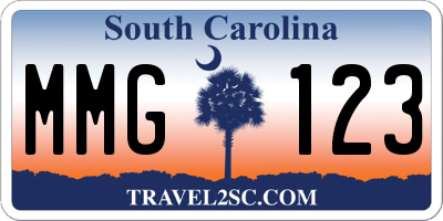 SC license plate MMG123