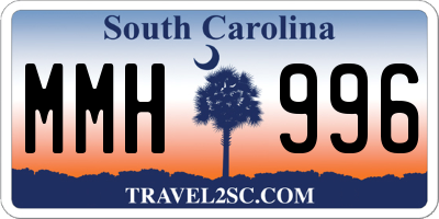 SC license plate MMH996