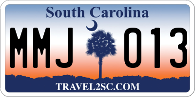 SC license plate MMJ013