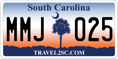 SC license plate MMJ025