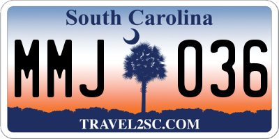 SC license plate MMJ036