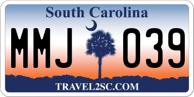 SC license plate MMJ039
