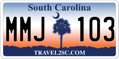 SC license plate MMJ103
