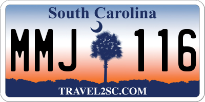 SC license plate MMJ116