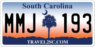 SC license plate MMJ193