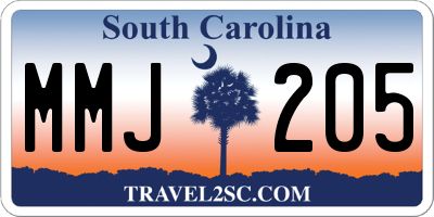 SC license plate MMJ205