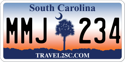 SC license plate MMJ234
