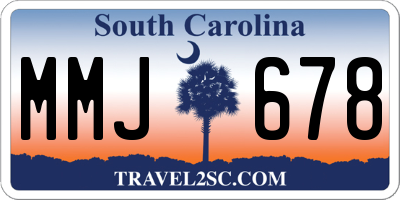SC license plate MMJ678