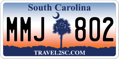 SC license plate MMJ802