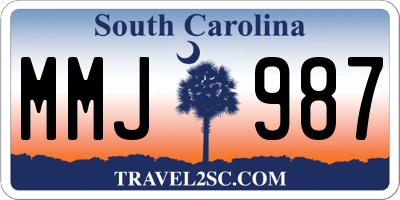 SC license plate MMJ987
