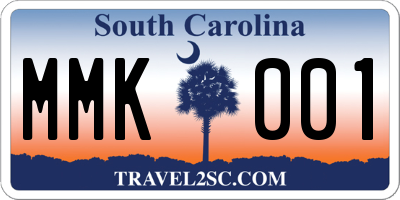 SC license plate MMK001