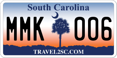 SC license plate MMK006