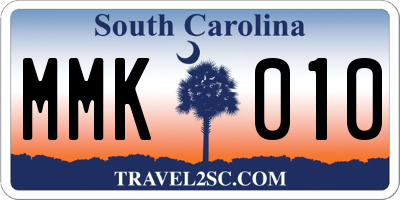 SC license plate MMK010