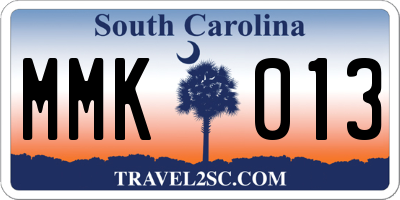 SC license plate MMK013
