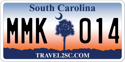 SC license plate MMK014
