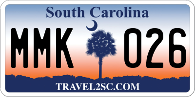 SC license plate MMK026