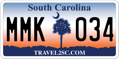 SC license plate MMK034