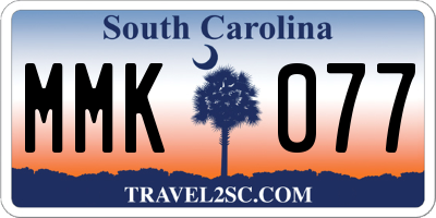 SC license plate MMK077