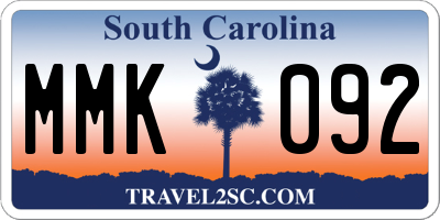 SC license plate MMK092