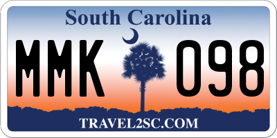 SC license plate MMK098