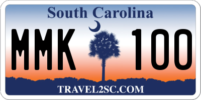 SC license plate MMK100