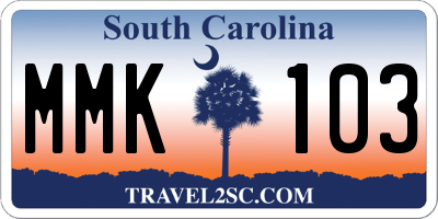 SC license plate MMK103
