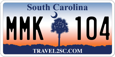 SC license plate MMK104