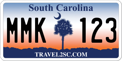 SC license plate MMK123