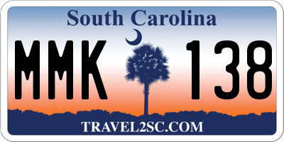 SC license plate MMK138