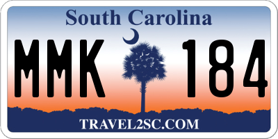 SC license plate MMK184