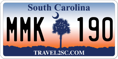 SC license plate MMK190