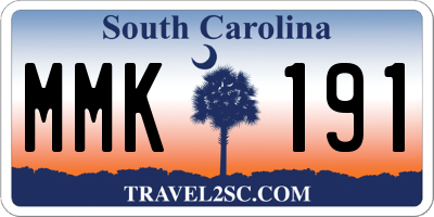 SC license plate MMK191