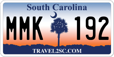 SC license plate MMK192