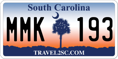 SC license plate MMK193