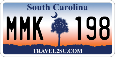 SC license plate MMK198