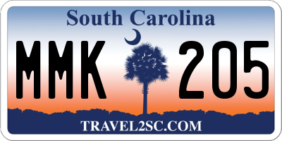 SC license plate MMK205
