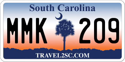 SC license plate MMK209