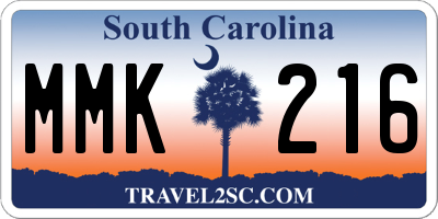 SC license plate MMK216