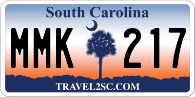 SC license plate MMK217