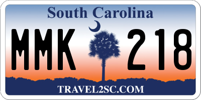 SC license plate MMK218