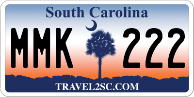 SC license plate MMK222