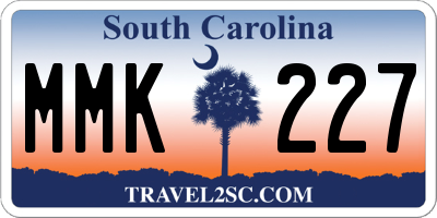SC license plate MMK227