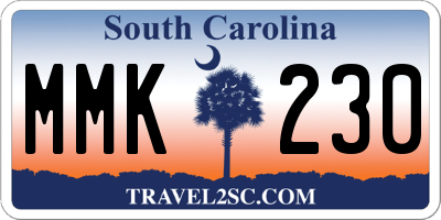 SC license plate MMK230