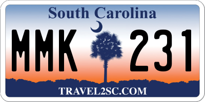 SC license plate MMK231