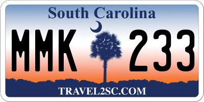 SC license plate MMK233