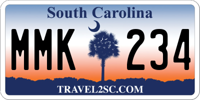 SC license plate MMK234
