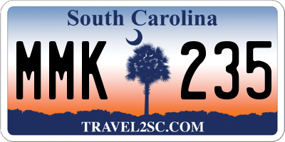 SC license plate MMK235