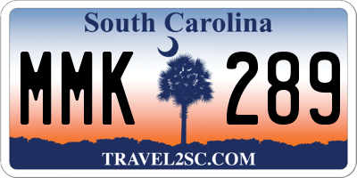 SC license plate MMK289